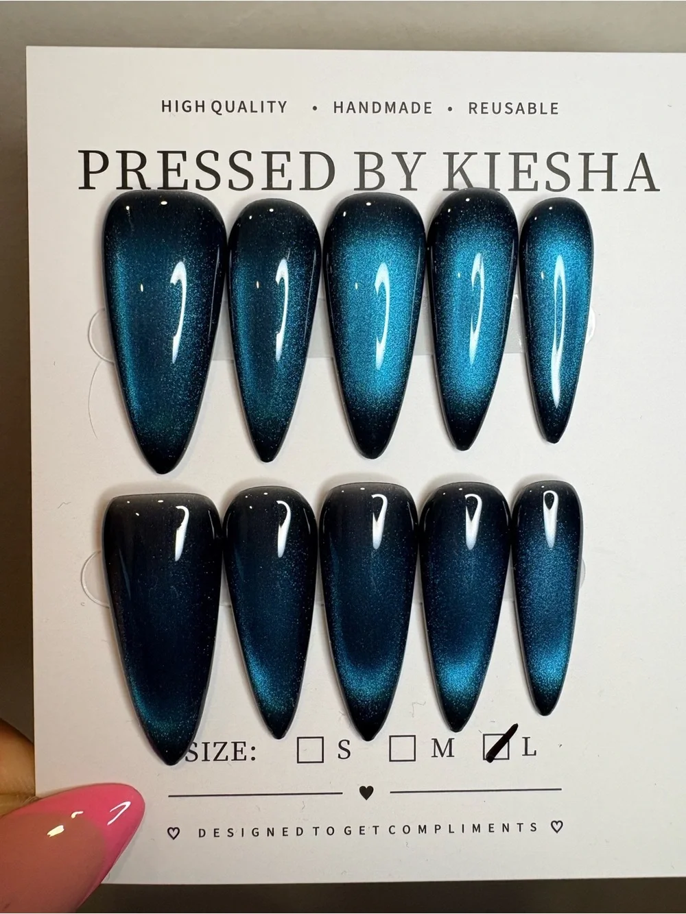 Teal Shimmer Stiletto Press-Ons